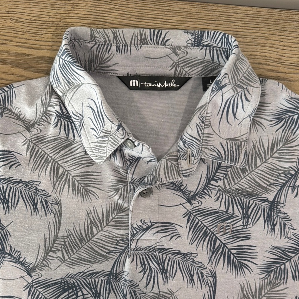 Travis Mathew Gray Palm Print Boy’s golf polo